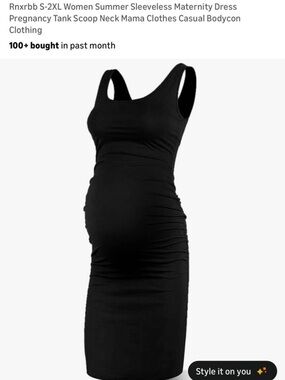 Sleeveless Maternity Bodycon Midi Dress - Black